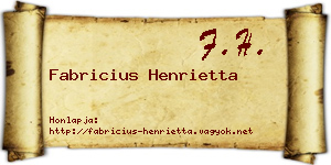 Fabricius Henrietta névjegykártya