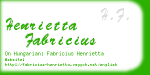 henrietta fabricius business card